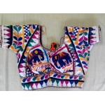White blouse multicolour handwork