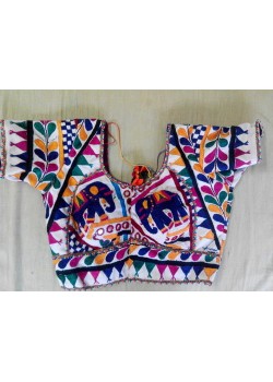 White blouse multicolour handwork