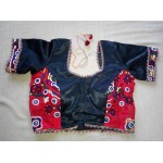 red patch work blouse